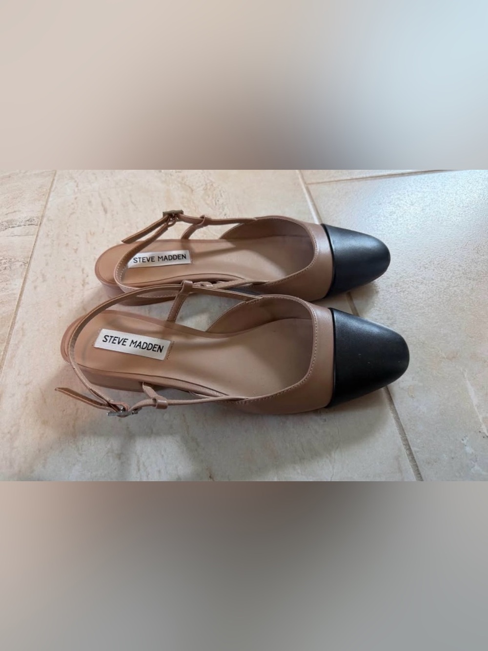 Steve Madden Two-Tone Nude and Black Slingback Flats